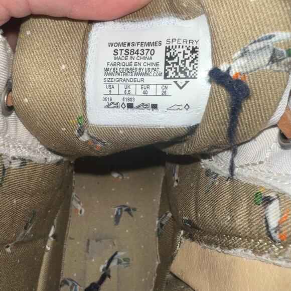 Sperry Chevron Quilt Duck Ivory Women’s Size 9 Waterproof Lace-Up Winter Boots - Picture 8 of 9